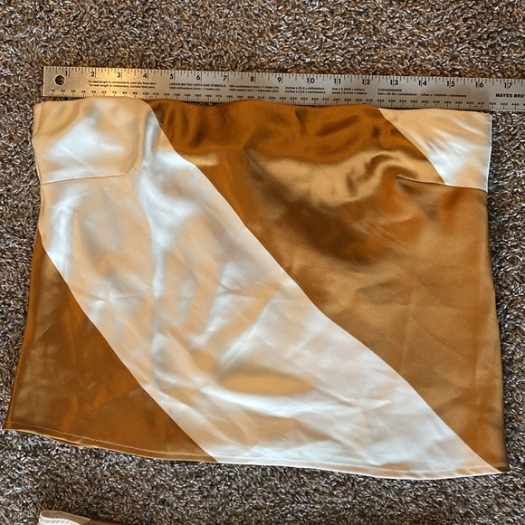 TopShop Two Piece Maxi Strapless Dress Diagonal Striped Spiced Rum, Women’s 10 - Picture 2 of 15